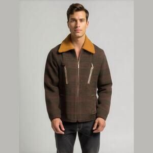 Vintage McLaren Sz XL Full Zip Chore Coat Brown Wool Plaid Barn Winter Cabincore